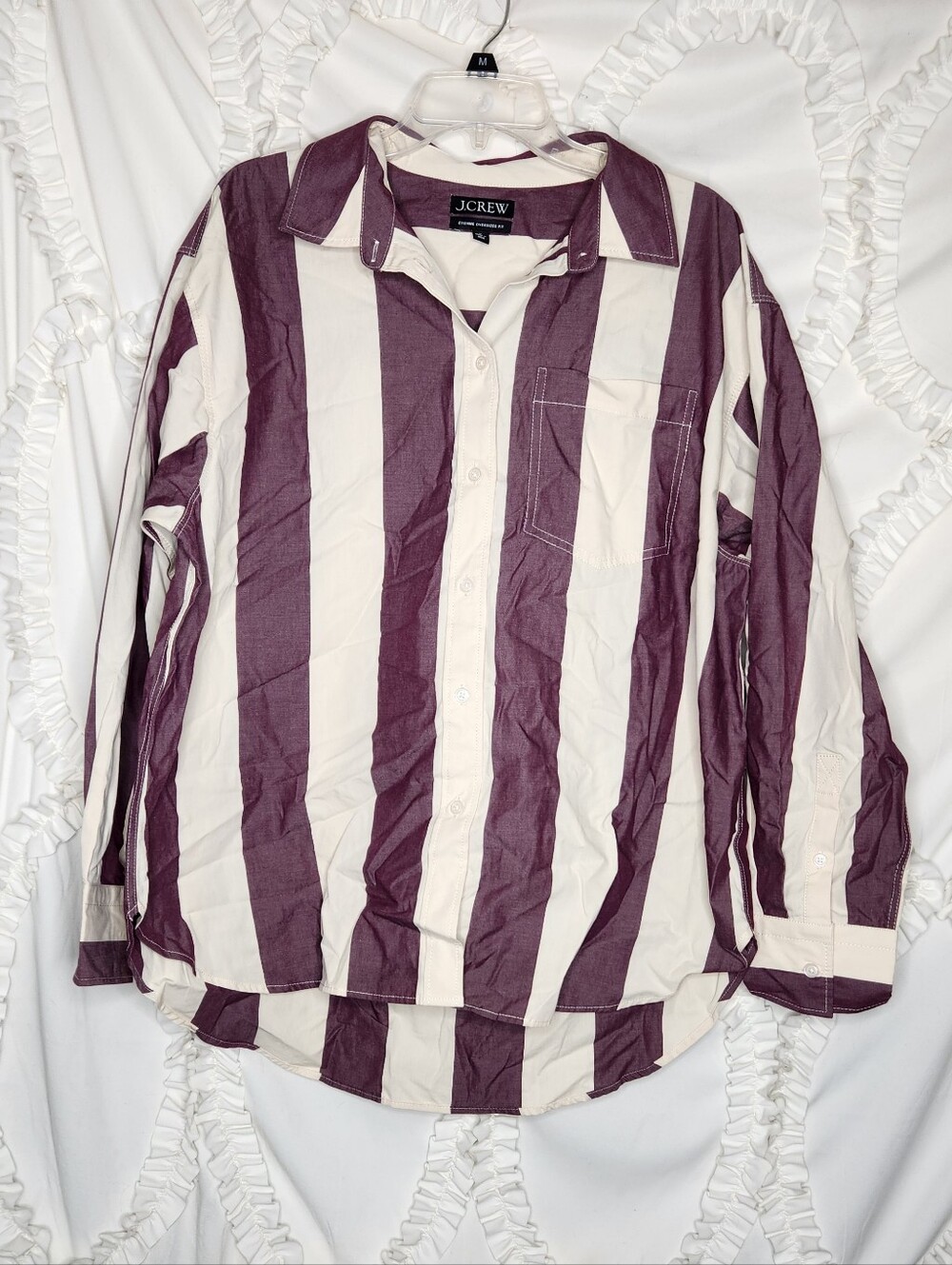 J. Crew Etienne Oversized Shirt Striped Cotton Poplin Sz Medium - Picture 2 of 6